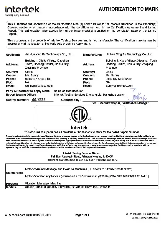 Slimming Machine ETL Certificate