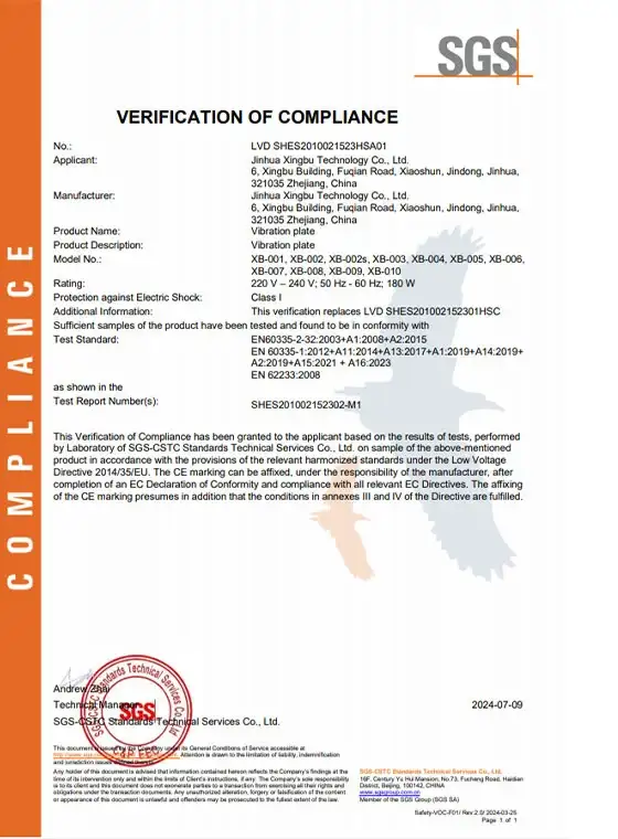 Slimming Machine CE-LVD Certificate